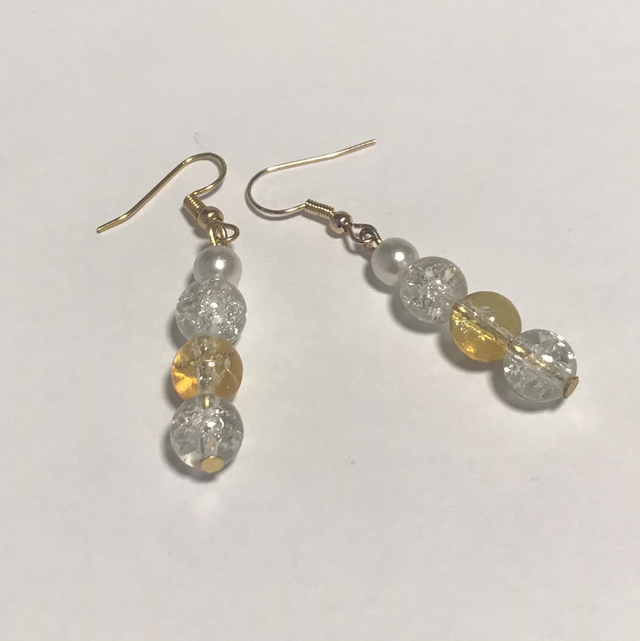  Brown &amp; White Drop Earrings- BWD7990