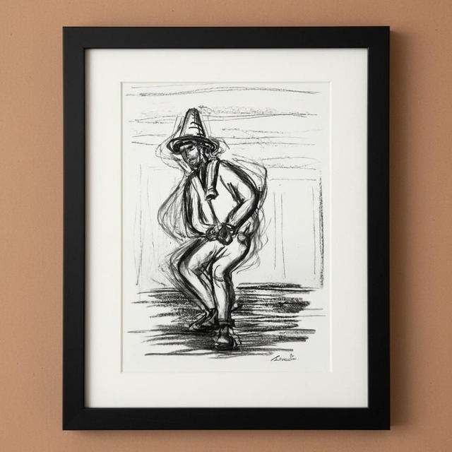 Fusain - danseur de bèlè #2 - Martinique 