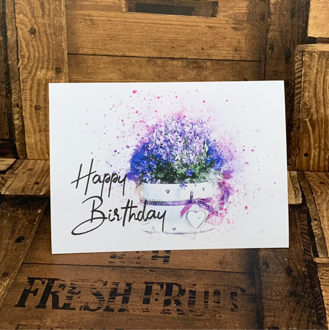 Purple Flower Birthday Card 