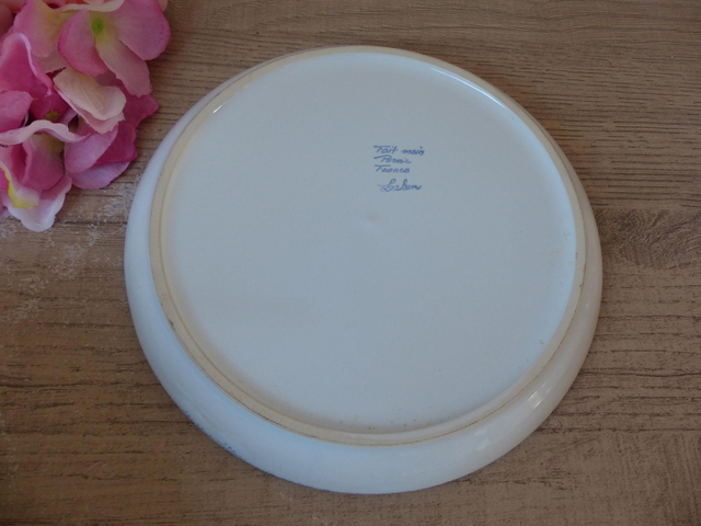 Ensemble Égouttoir et Plat à Fruits - Faïence Artisanale Pornic, Peint Main, Style Cuisine Française, Motifs Floraux, Déco Cuisine Campagne