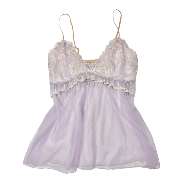 Japanese brand coquette purple floral lace embroidered cups cami 