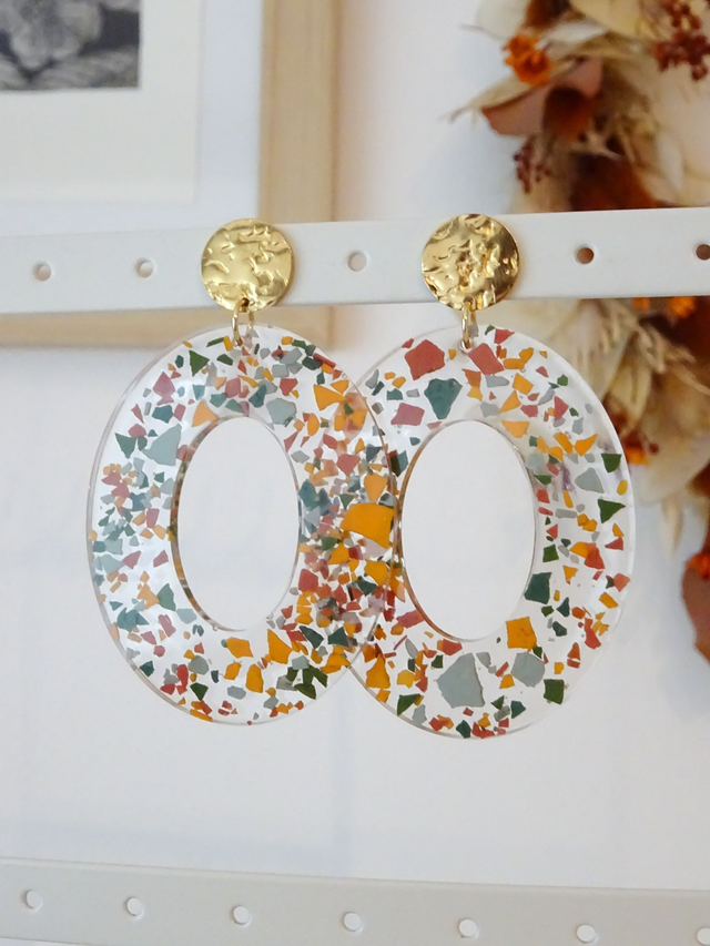 Ovale : éclats terrazzo 3 couleurs