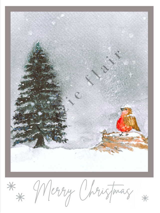 Robin in Winter Scene (Christmas Card)
