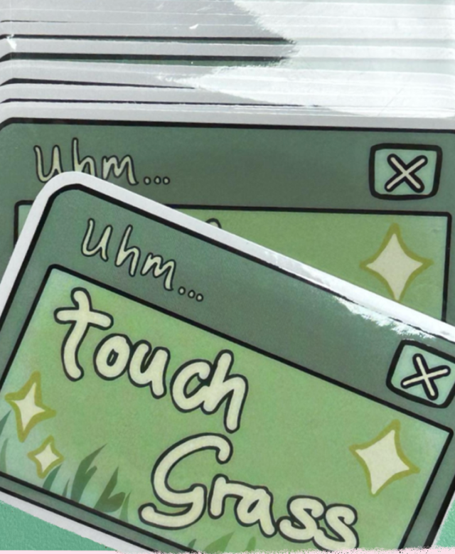 Touch grass sticker