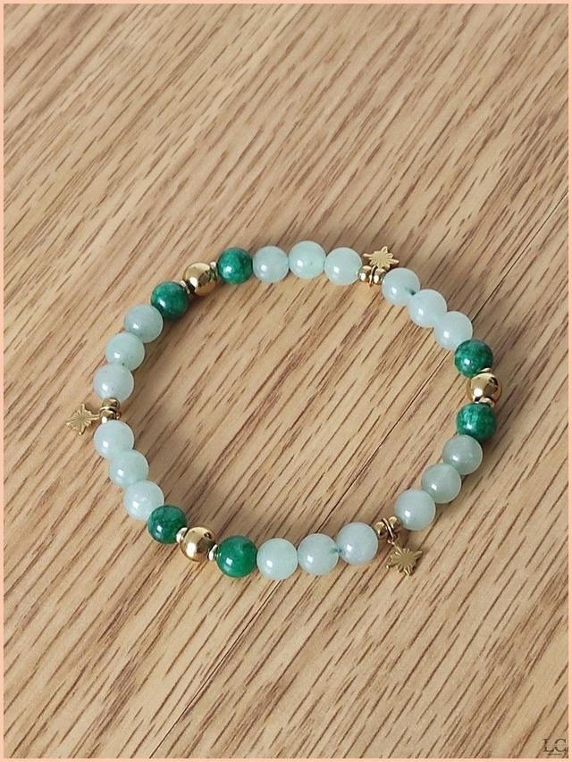 Bracelet 6mm avec breloque - Jade et Aventurine 