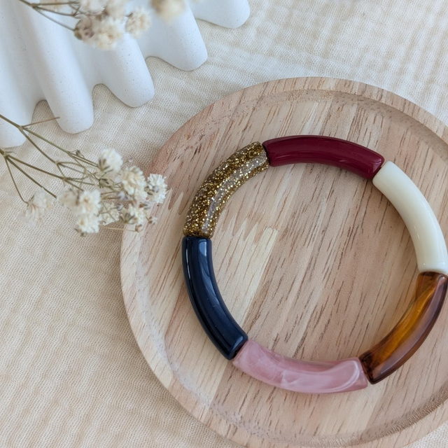 Bracelet Lisa bleu rose bordeaux glitter 