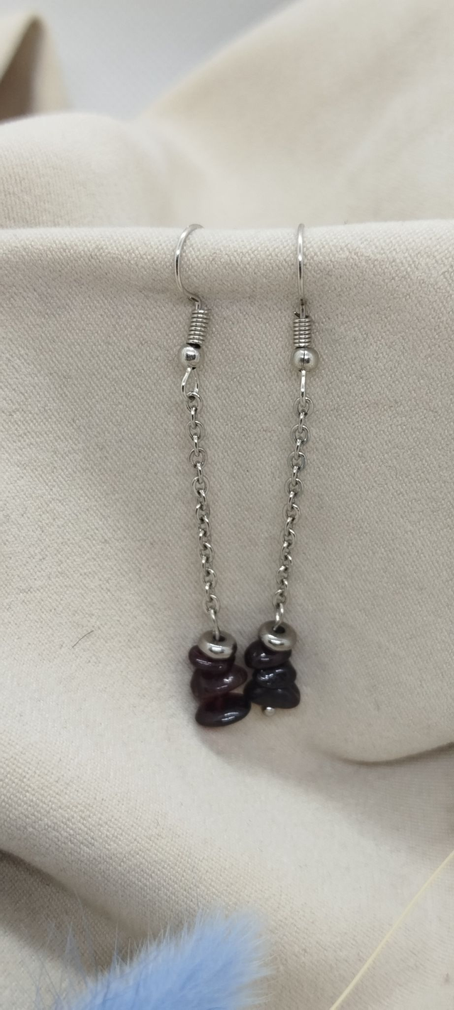 Boucles d'oreilles en pierres baroques naturelles  (grenat) 