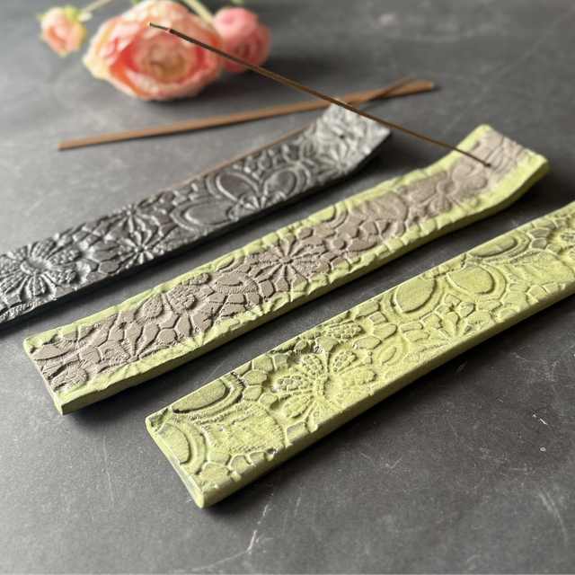 Handmade Ceramic Incense Holders – Available in 6 Colors, green black white gray natural, stoneware incense burners