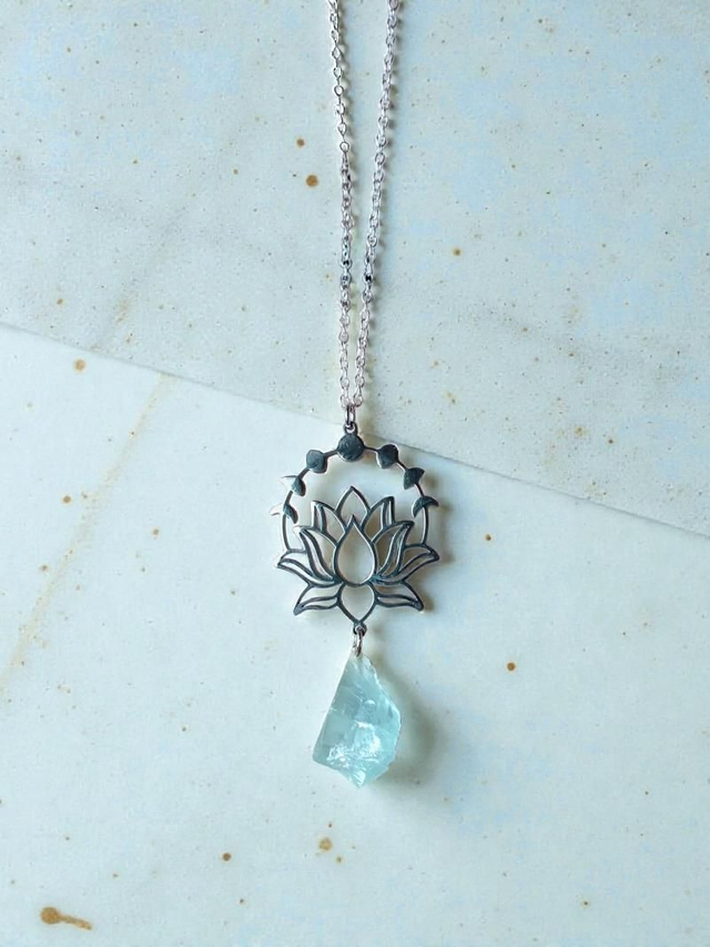 Aquamarine Sterling Silver Necklace 