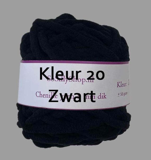 Chenille fluffy yarns 8 mm dik 45 grams