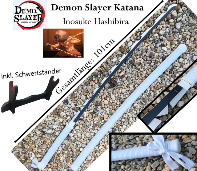NEU DEMON SLAYER Samurai Katana Schwert gezackt 101cm für Cosplay Sammler Anime Merch Deko 