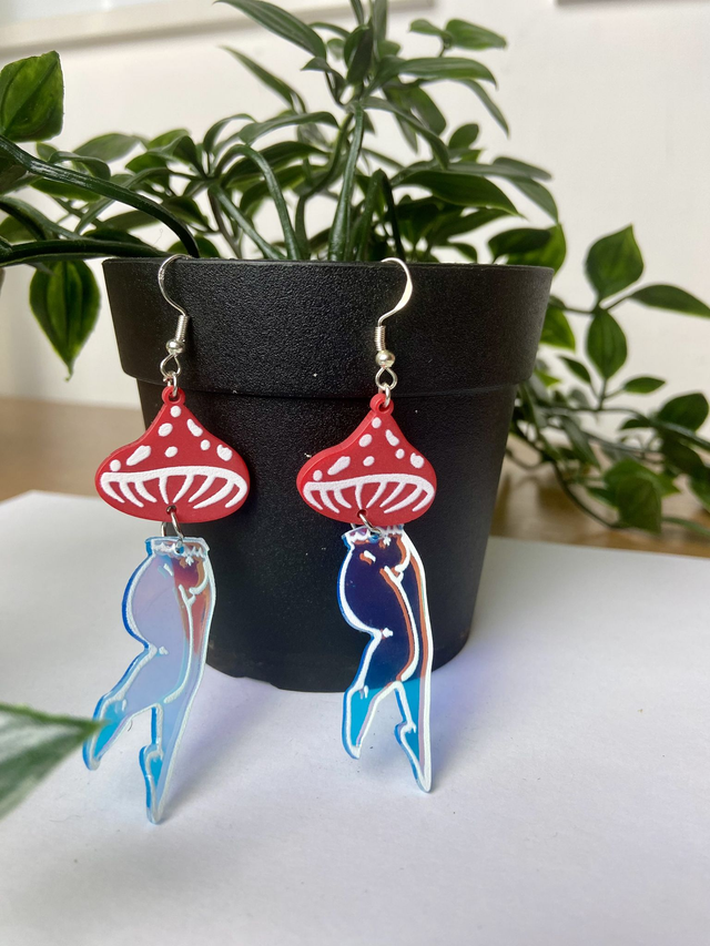 Mushroom legs earrings.