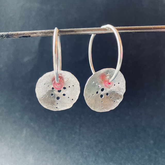 Créoles Oursin rose en argent