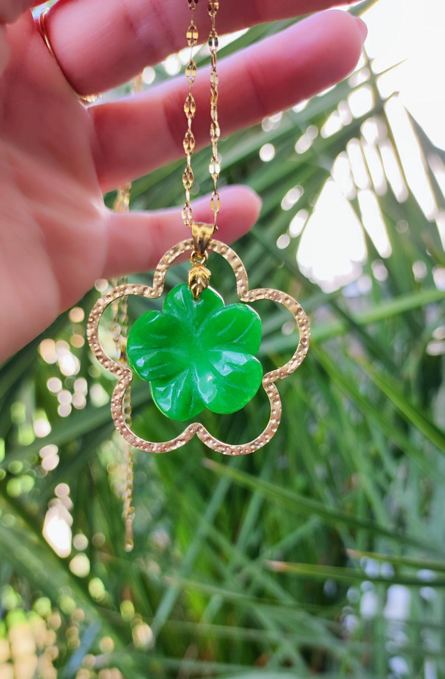 Collier "Flower" Agate verte
