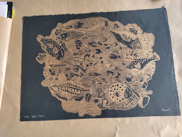 Impression Fishy fish doré A3