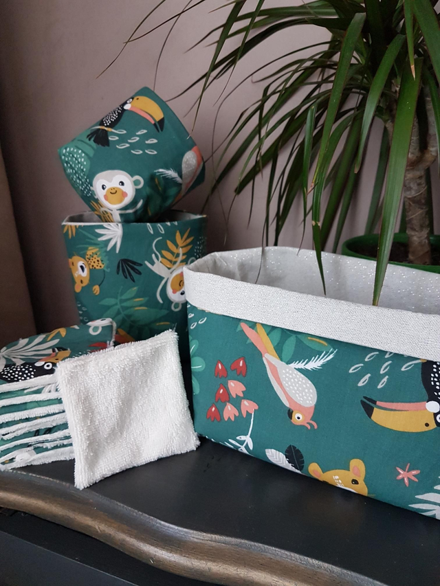 Trio paniers vert jungle tropicale