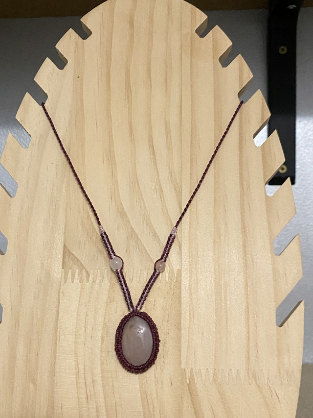 Collier sautoir réglable Quartz Rose