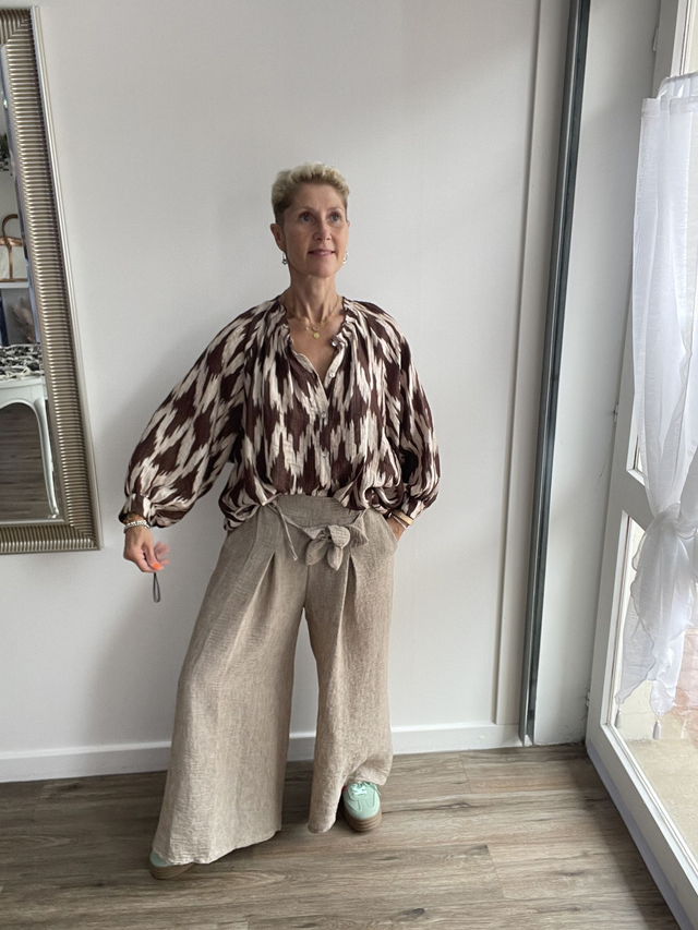 Pantalon large beige