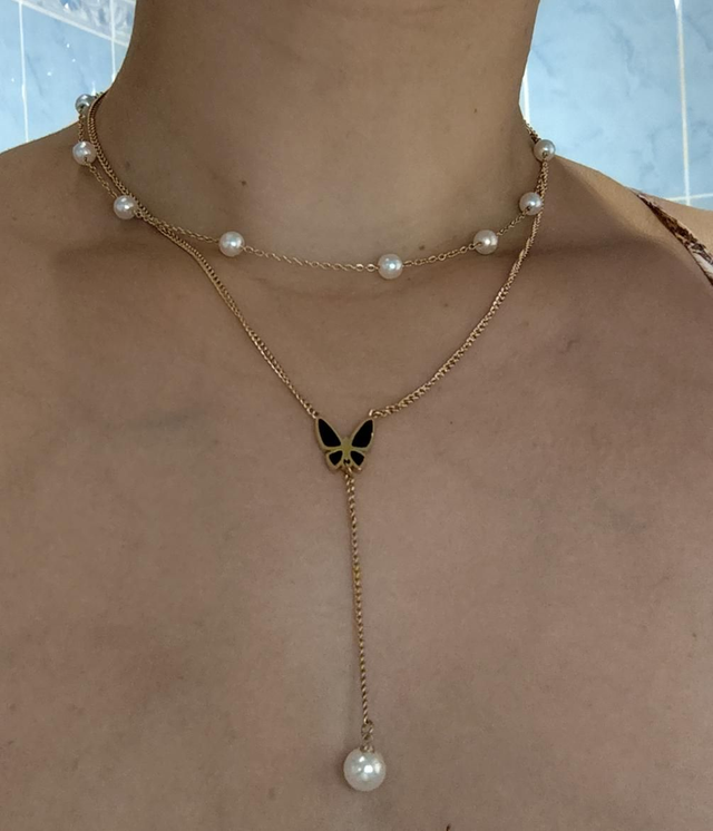 Collier double light pearl