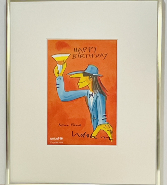 Happy Birthday orange - Udo Lindenberg/Unicef gerahmt 
