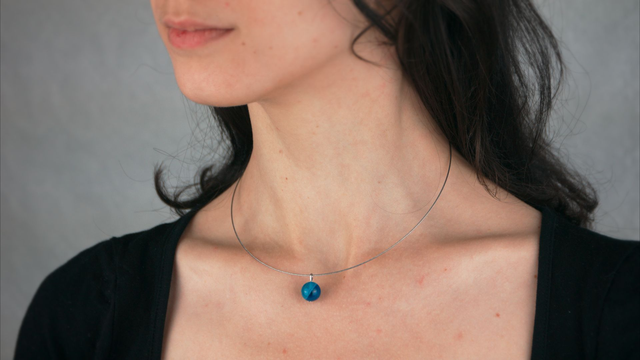 Collier pendentif agate bleue