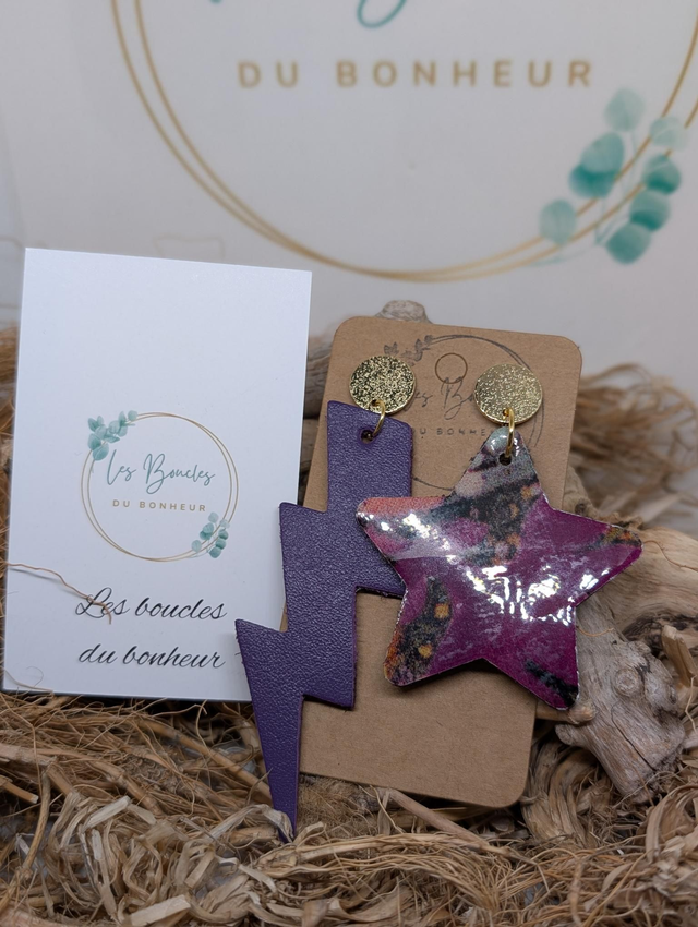 Boucles d'oreilles Asymétrique violet zk009