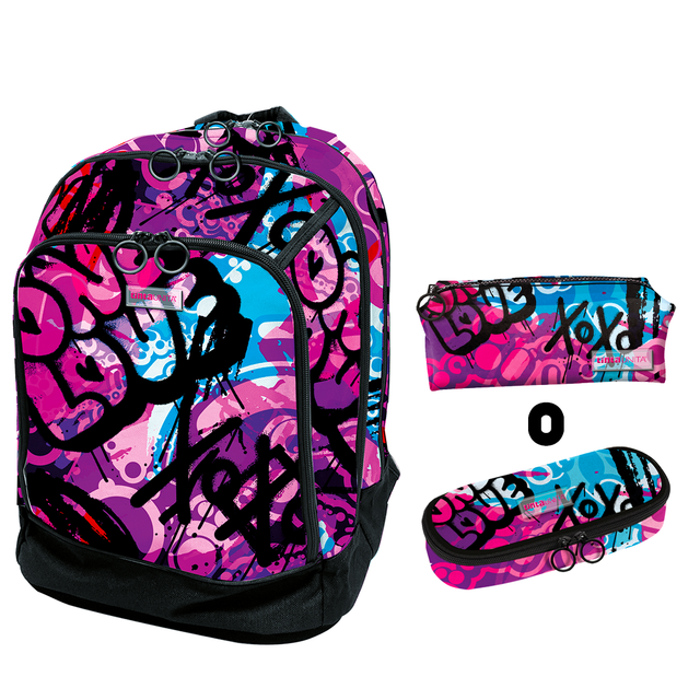 Schoolpack (zaino + Astcuccio vuoto ovale o tombolino) fantasy girl  tintaUNITA