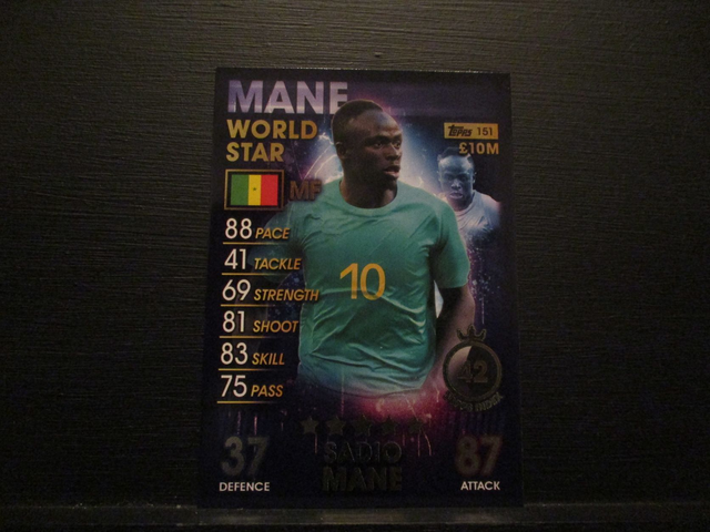 Sadio Mane - World Star Match Attax 101 Original Trading Card