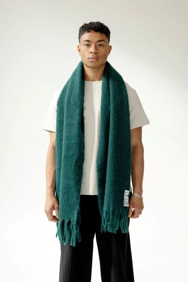Arctic Fox Merino Wool Blend Scarf - Dark Forest Green