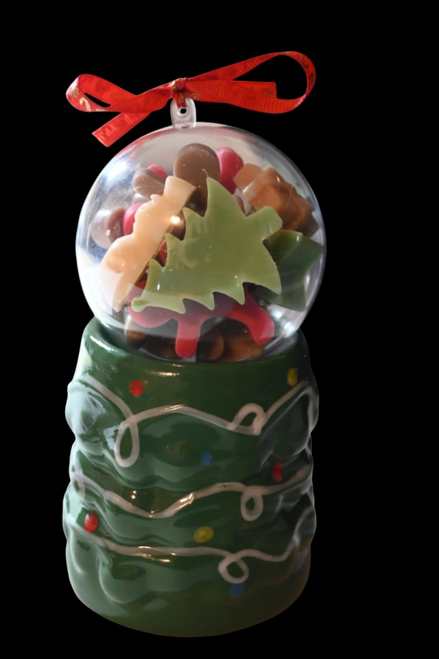  Brûle-Parfum Sapin de Noël avec Boule de Noël et Fondants Parfumés