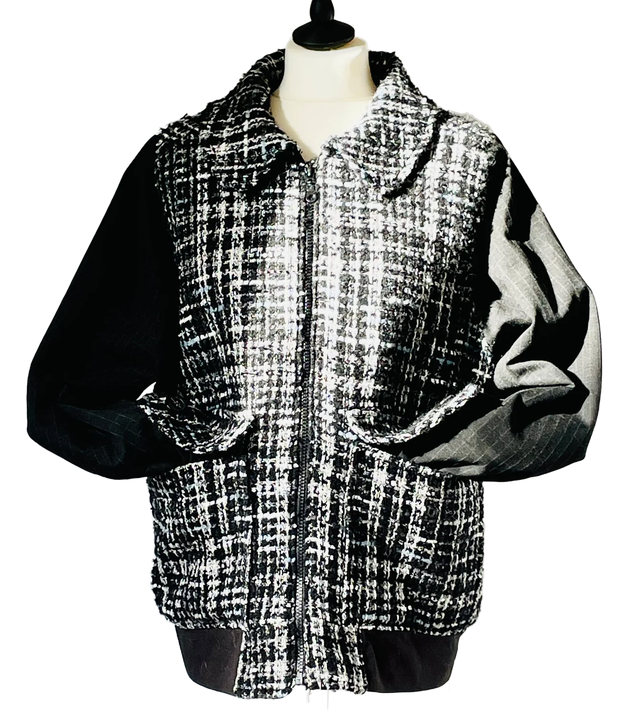 Bomber femme tweed noir & blanc - taille 40 (fr)