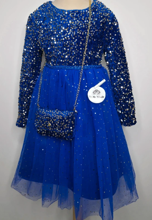 Robe de fêtes avec sac - Bleu nuit &amp; Doré