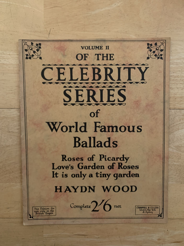 Celebrity Series of World Famous Ballads Sheet Music Book