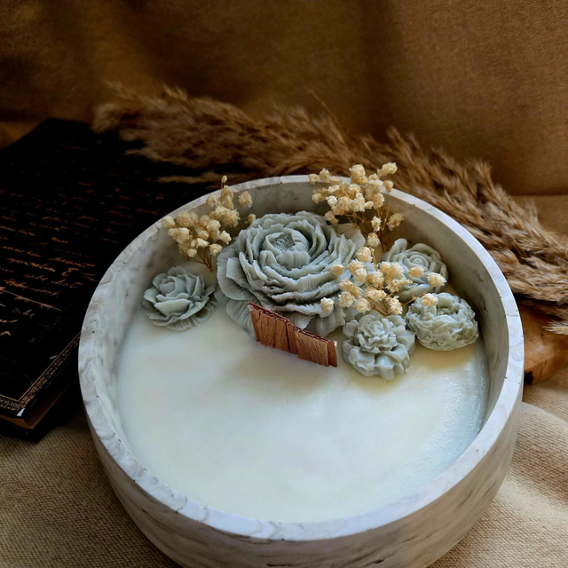 Corbeille Bougie Florale 500gr