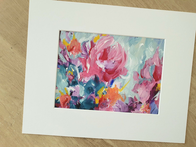 Winterjuweeltjes - Origineel schilderij, acrylverf op papier, incl. wit passepartout