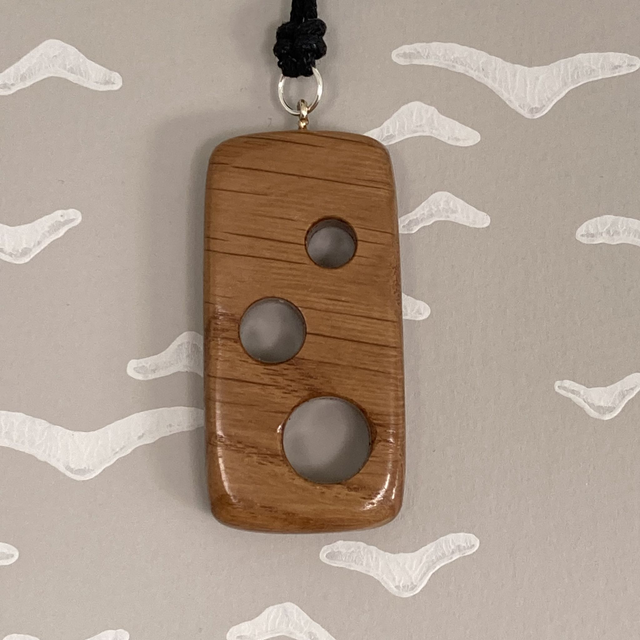 Oak - Holey rectangular oak pendant - I used to be a church pew [001-0107]