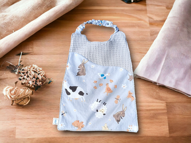 Serviette de cantine ajustable bi- matière motif Ferme