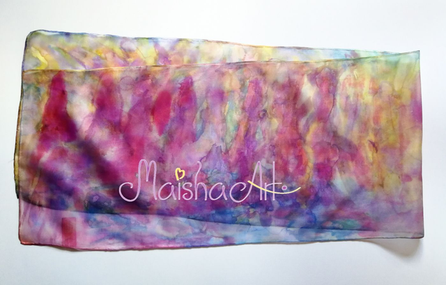 Unikaten, Ročno poslikan Svilen Šal, Dušna Energija & Motiv Drevesa