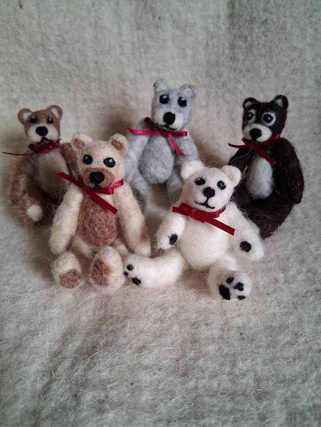 Needle Felt Mini Jointed Teddy Bears