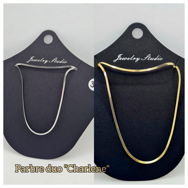 Parure duo "Charlene" en acier inoxydable or ou argent (bracelet + collier assorti)