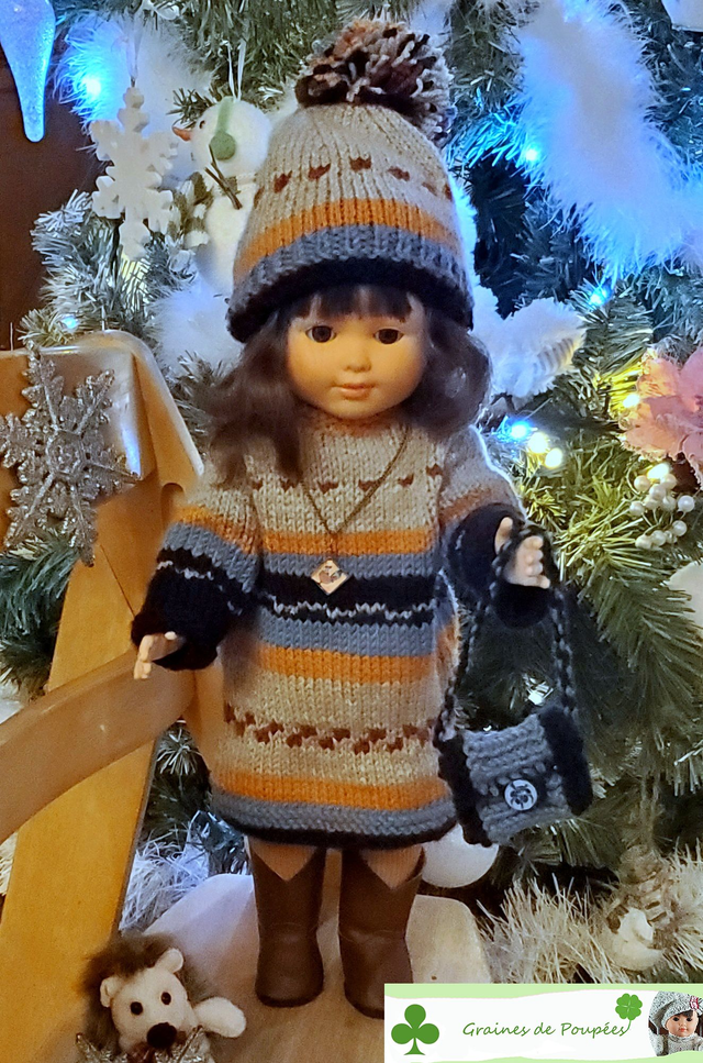 3-Robe jacquard pour poupée de 36 à 40 cm