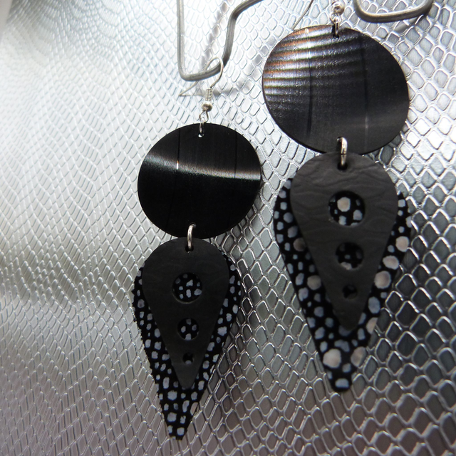 Boucle d&#039;oreille vinyle &quot;MC Mic Ecaille&quot;