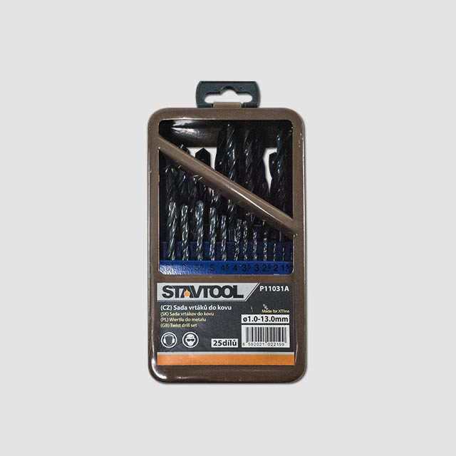 STAVTOOL Sada vrtáků do kovu černé 25dílů Profi kov.obal STAVTOOL P11031A