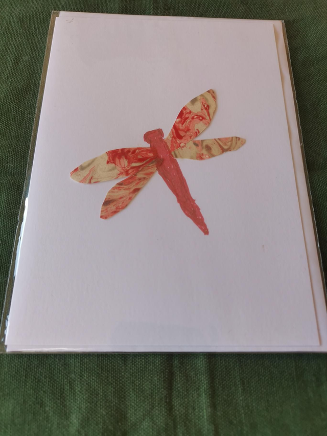 Red dragonfly card