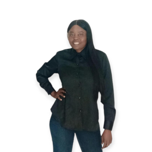 Duchess Satin Body  Fit Long Sleeve Shirt.