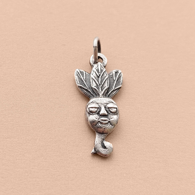 Silver Mandragora Necklace  - Sterling Silver Mandragora Charm - 925 Mandrake Pendant - Medieval Charm