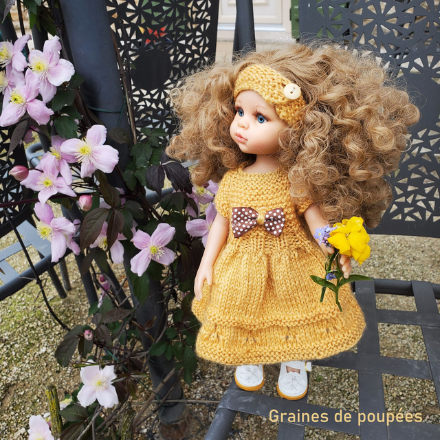 Robe Jonquille pour Poupée Paola Reina ou les chéries de Corolle