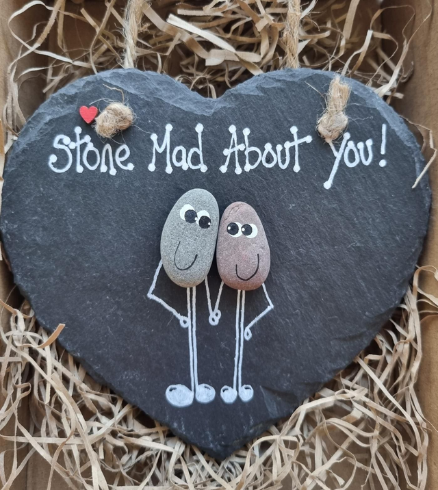 &#039;Stone Mad about You!&#039; Pebble Art Slate