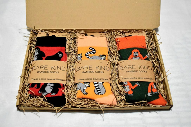 Rainforest 3 Sock Gift Box - contains 3 x Bare Kind Bamboo Socks