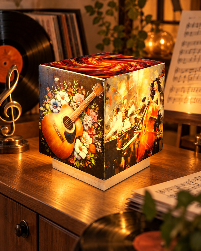 Lampe d'ambiance en cire 12x12cm- "Musique"